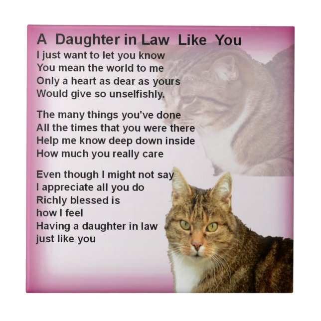 Cats  Daughter in Law Poem Tile (Front)