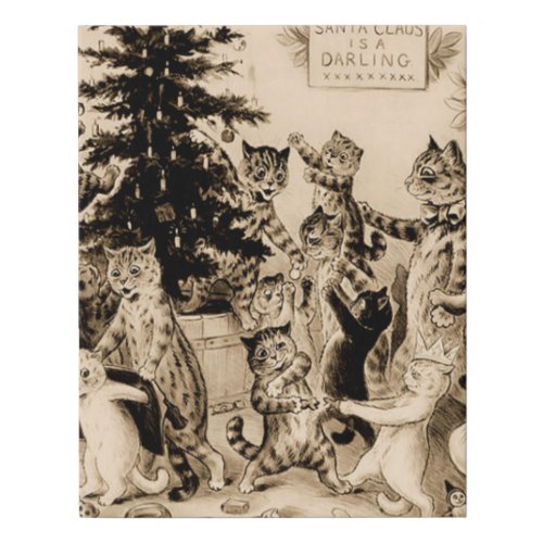 Cats Decorating Christmas Tree By Louis Wain Faux Canvas Print