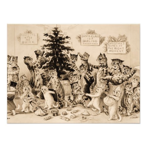 Cats Decorating Christmas Tree by Louis Wain Photo Print