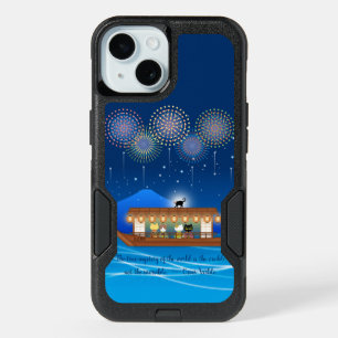 Cats Delighting in Fireworks Aboard iPhone 15 Case