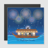 Cats Delighting in Fireworks Magnet (Front/Back)