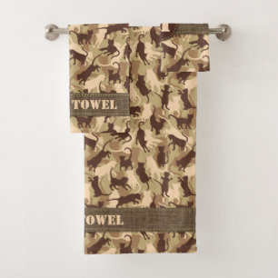 Cats Desert Camouflage Bath Towel Set