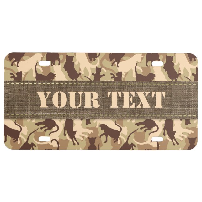 Cats Desert Camouflage License Plate (Front)