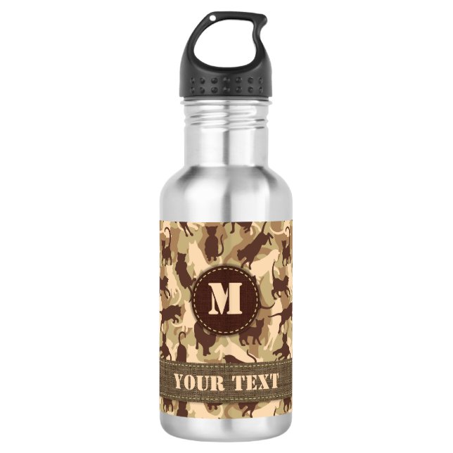 Cats Desert Camouflage Stainless Steel Water Bottle (Front)