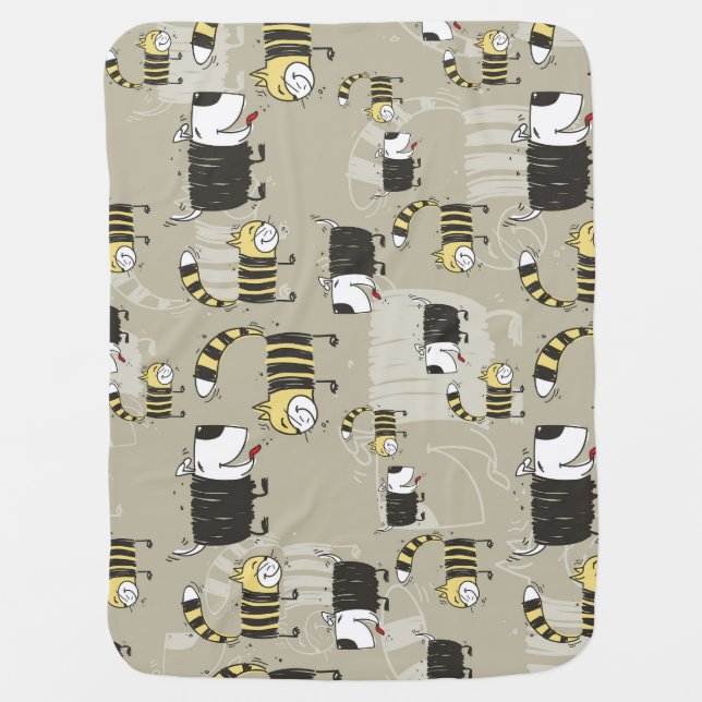 Cats & Dogs: Funny Seamless Texture Baby Blanket (Front)