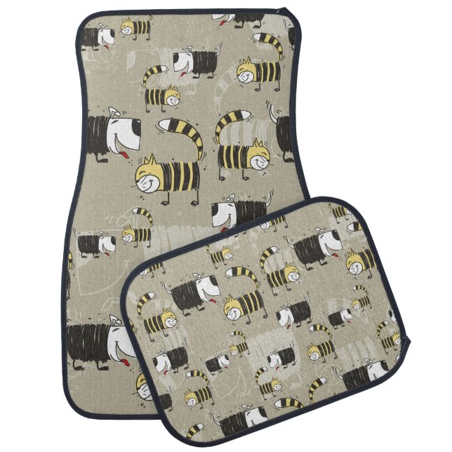 Cats & Dogs: Funny Seamless Texture Car Floor Mat (Set)