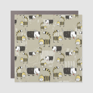 Cats & Dogs: Funny Seamless Texture Car Magnet