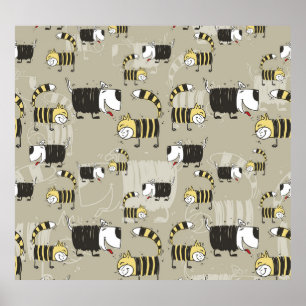 Cats & Dogs: Funny Seamless Texture Poster