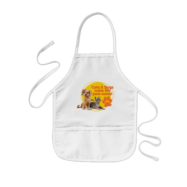 Cats & Dogs Make Life Paw-some! Kids' Apron (Front)