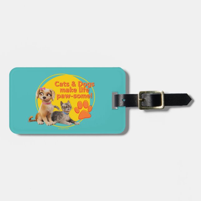 Cats & Dogs Make Life Paw-some! Luggage Tag (Front Horizontal)