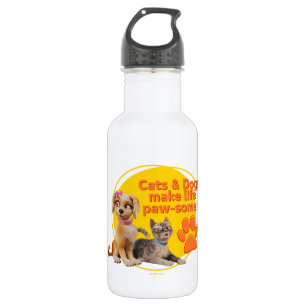 Cats & Dogs Make Life Paw-some! Stainless Steel Water Bottle