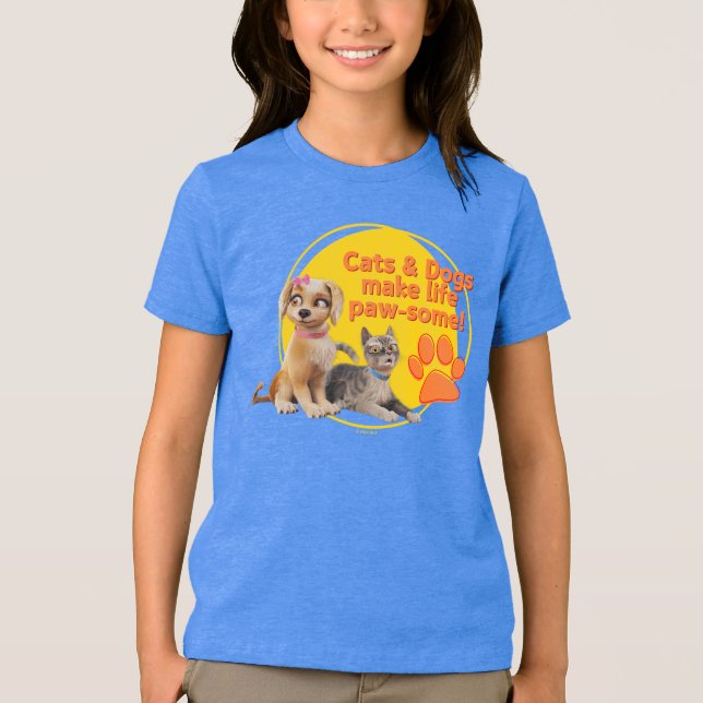 Cats & Dogs Make Life Paw-some! Tri-Blend Shirt (Front)