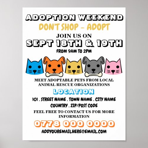 Cats  Dogs Pet Adoption Event Advertising Poster