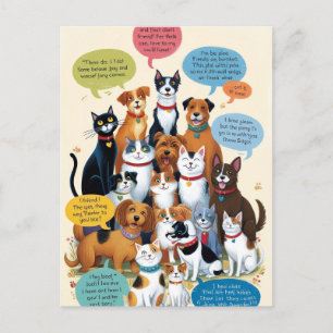 Cats & Dogs Say the Darnedest Things – Funny Pet  Holiday Postcard