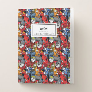 Cats & Dogs Scooter Pattern   Add Your Name Pocket Folder