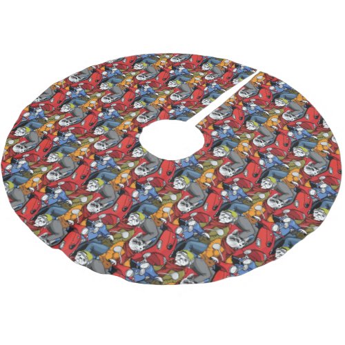 Cats  Dogs Scooter Pattern Brushed Polyester Tree Skirt