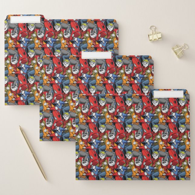 Cats & Dogs Scooter Pattern File Folder (Set)