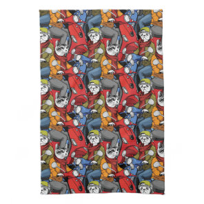 Cats & Dogs Scooter Pattern Kitchen Towel