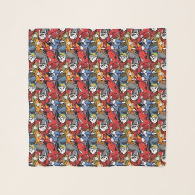 Cats & Dogs Scooter Pattern Scarf (Front)