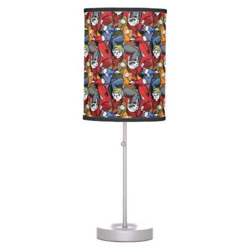 Cats  Dogs Scooter Pattern Table Lamp