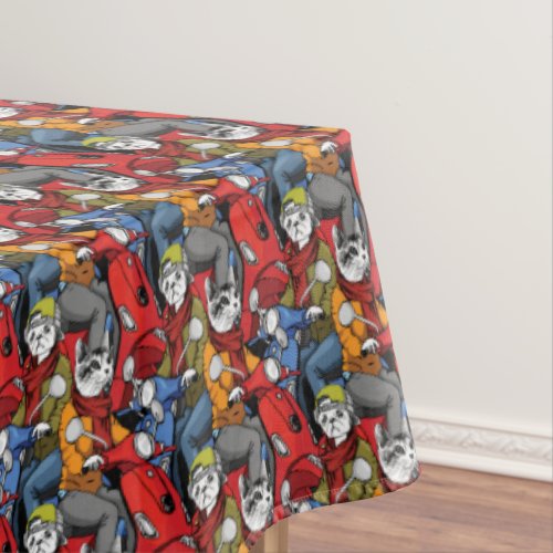 Cats  Dogs Scooter Pattern Tablecloth