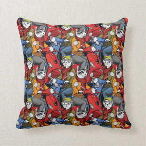 Cats & Dogs Scooter Pattern Throw Pillow