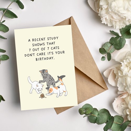 Cats Dont Care Humorous Birthday Card