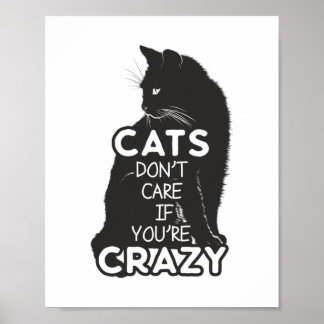 Cats Don't Care if You're Crazy Fun Poster