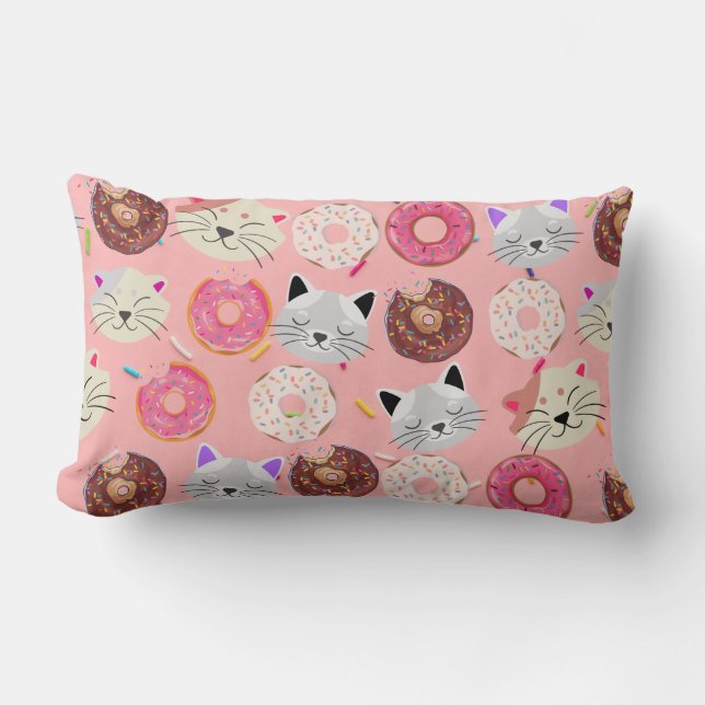 Cats & Donuts Lumbar Pillow (Front)