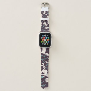 Cats Doodle Style Vintage Pattern Apple Watch Band