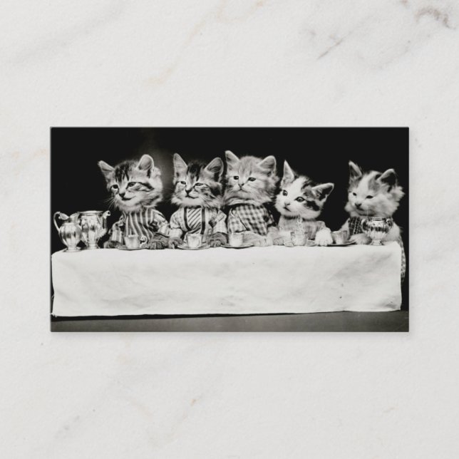 Cats Dressed Vintage Tea Business Card (Front)