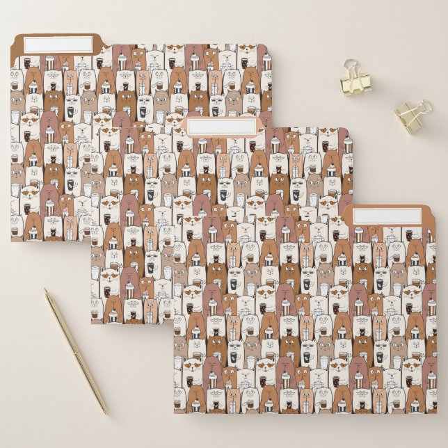 Cats Drinking Coffee File Folders (Set)