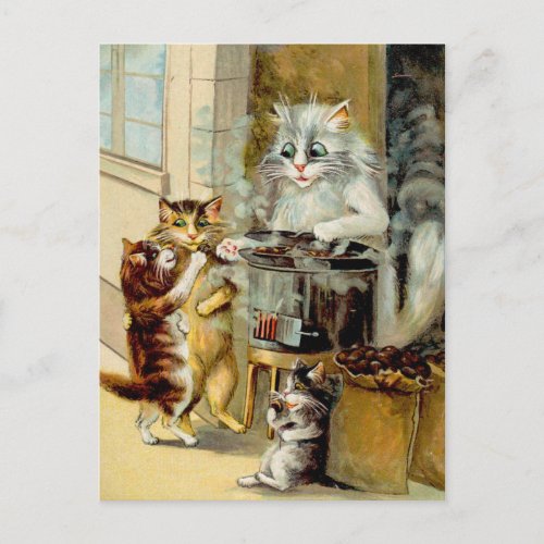 Cats Eating Roasted Chestnuts Postcard