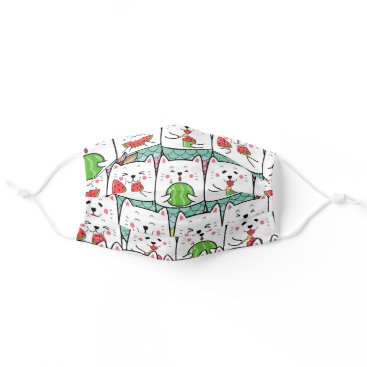 Cats Eating Watermelon Adult Cloth Face Mask