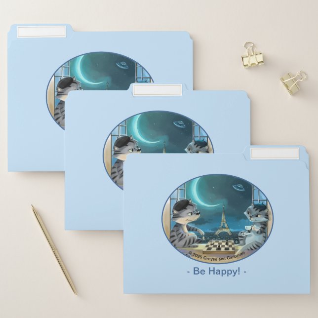 Cats Eiffel Tower - Night File Folders (Set)