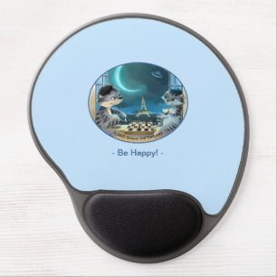 Cats Eiffel Tower - Night Happy Gel Mouse Pad