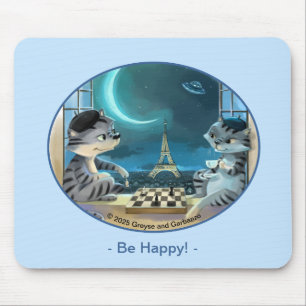 Cats Eiffel Tower - Night Happy Mousepad Mouse Pad