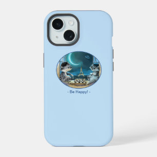 Cats Eiffel Tower - Night Happy Phone Case