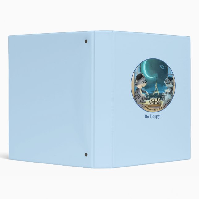 Cats Eiffel Tower - Night Happy Scrapbook/Album 3 Ring Binder (Background)