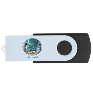 Cats Eiffel Tower - Night Happy Thumb Drive