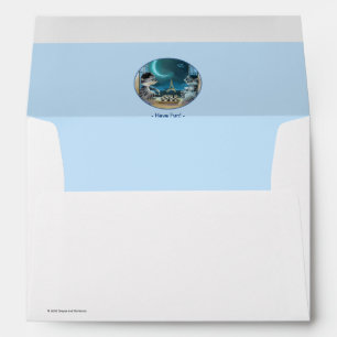 Cats Eiffel Tower - Night Happy White Envelope
