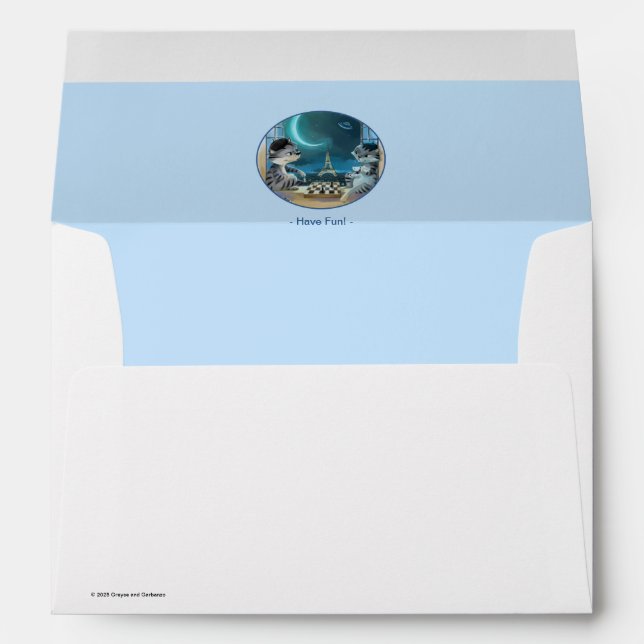 Cats Eiffel Tower -  Night Happy White Envelope (Back (Bottom))