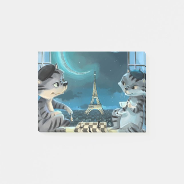 Cats Eiffel Tower - Night Notes 4" x 3"  (Front)