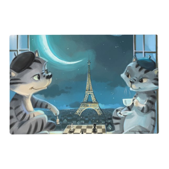 Cats Eiffel Tower - Night Placemat  (Front)