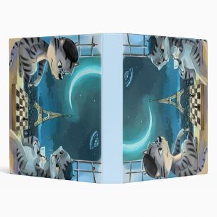 Cats Eiffel Tower - Night Scrapbook/Album 3 Ring Binder