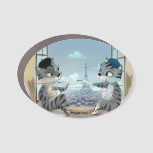 Cats & Eiffel Tower - Paris Car Magnet Oval