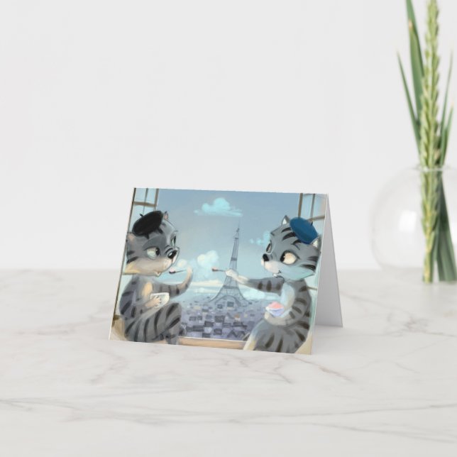 Cats & Eiffel Tower – Paris Card (Front)