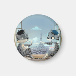 Cats & Eiffel Tower - Paris Circle Magnet