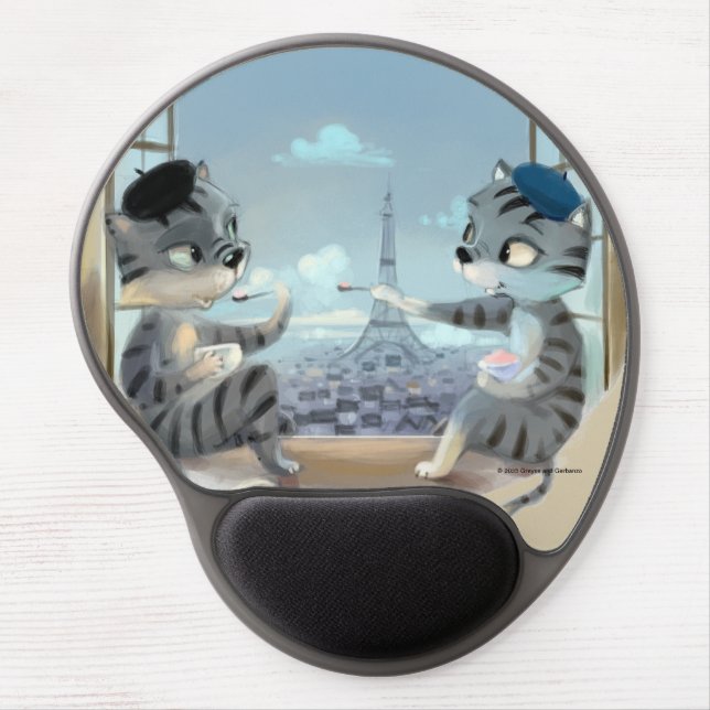 Cats & Eiffel Tower - Paris Gel Mousepad (Front)