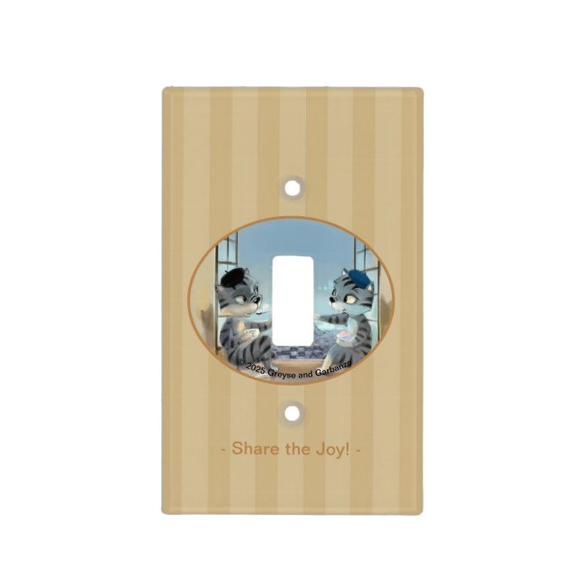 Cats & Eiffel Tower - Paris J Single Light Switch Cover (Front)